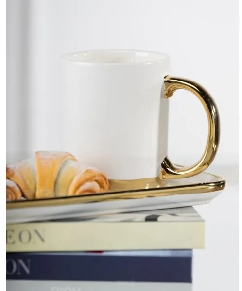 Mug con cucchiaio LANA cremoso/oro