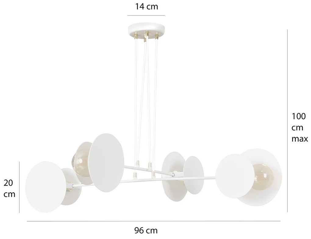 Lampadario Moderno 1 Luce Izanami In Acciaio Bianco Con Bracci