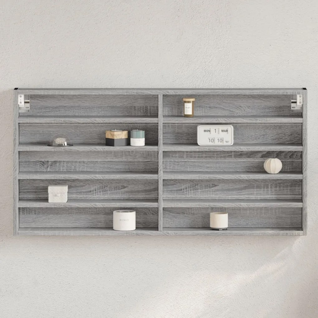 Armadietto Vetrina Grigio Sonoma 100x8,5x50cm Legno Multistrato /