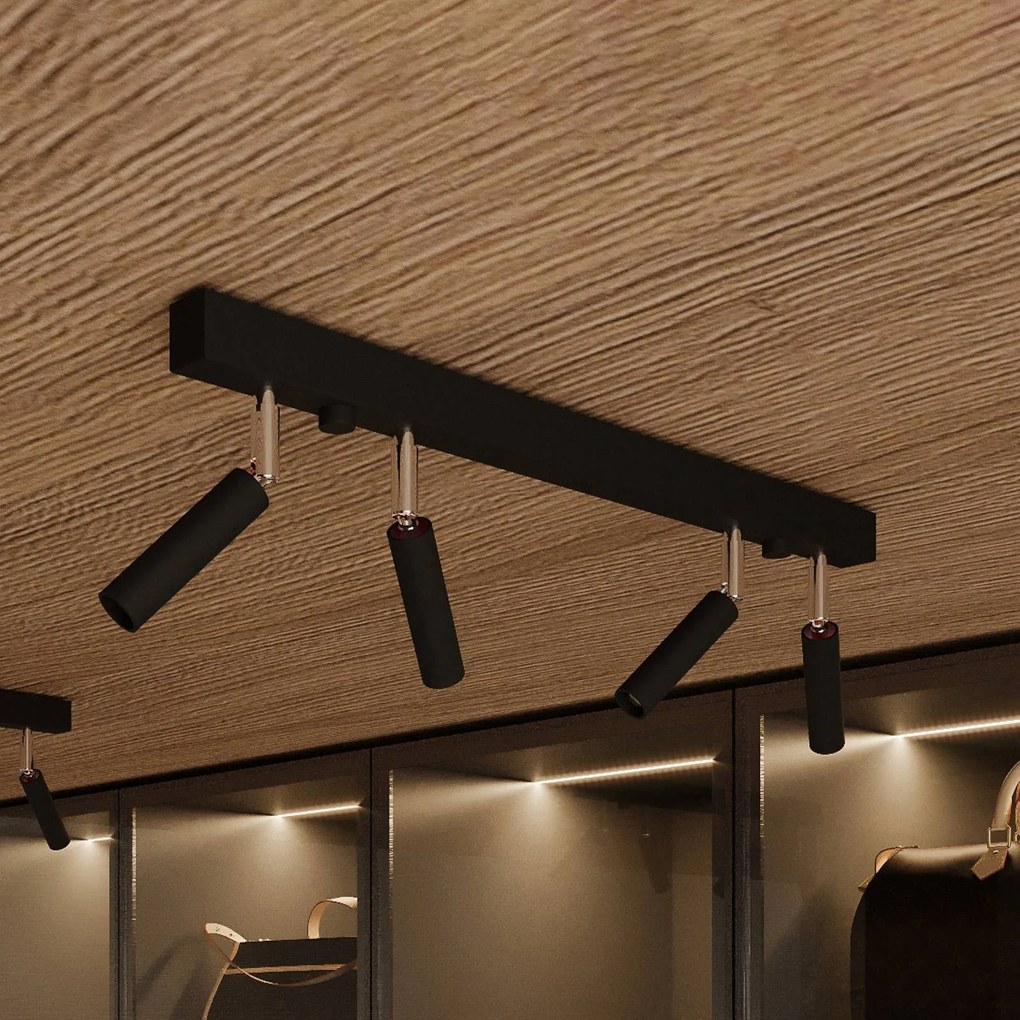 Euluna Nicanor spot da soffitto nero/cromo 4 luci