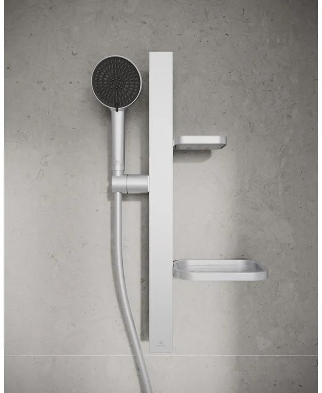 Asta doccia IDEAL STANDARD Alu+ quadrato in alluminio cromo L 60 x  P 15.7 cm