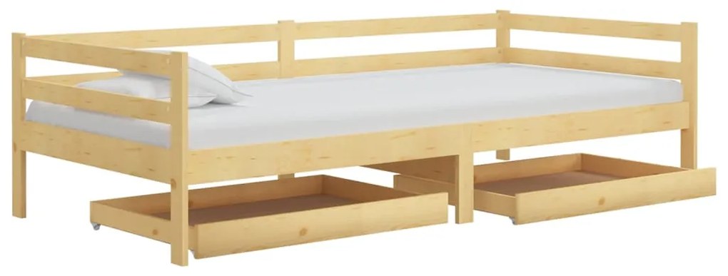 Divano letto con cassetti 90x200 cm legno massello di pino