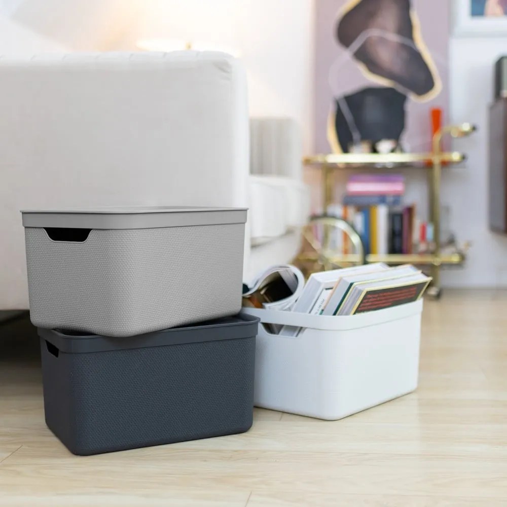 Scatola di plastica con coperchio Deco - Rotho