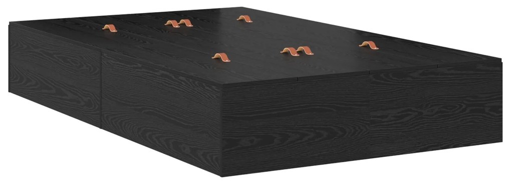 Struttura letto in stoccaggio nero rovere 120x200 cm