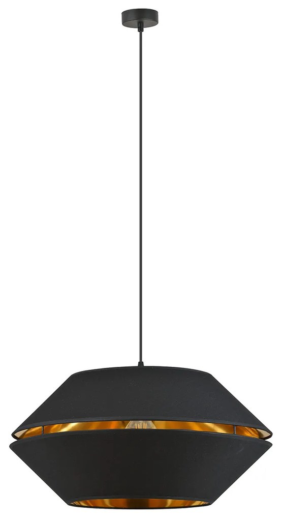 Sospensione Contemporanea 1 Luce Bellerofonte In Metallo Nero E Oro