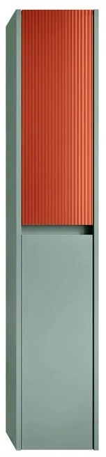 Colonna per mobile bagno Niwa 2 ante P 27 x L 30 x H 160 cm laccato opaco verde timo con vetro paprika cannettato