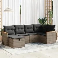 Set Divano da Giardino 6 pz con Cuscini Grigio in Polyrattan 3325917