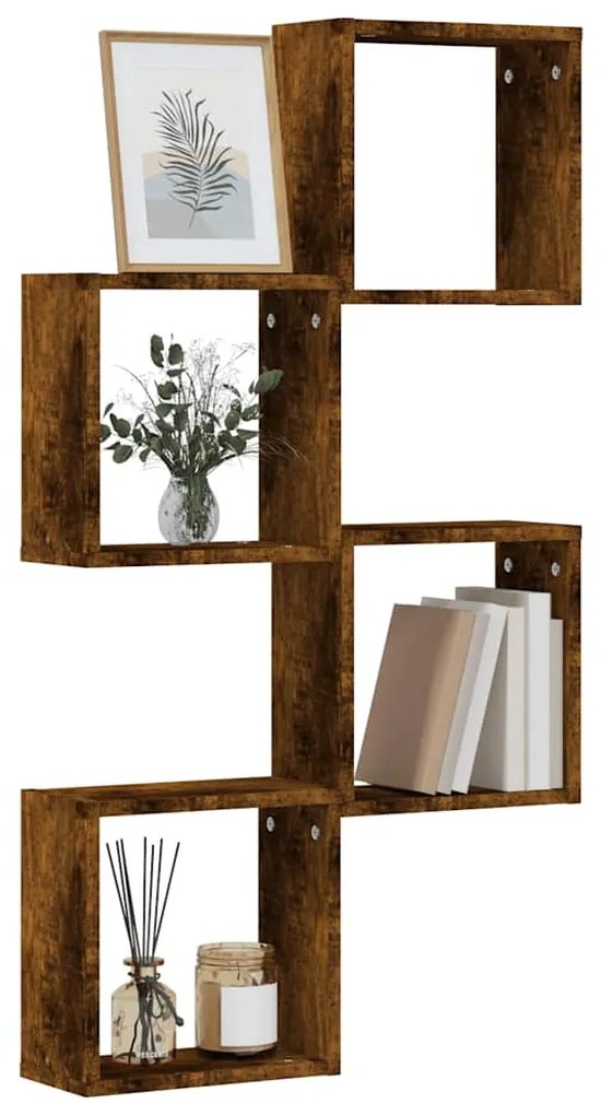 Mensole A Cubo 4 Pz Rovere Fumo 30x15x30 Cm /