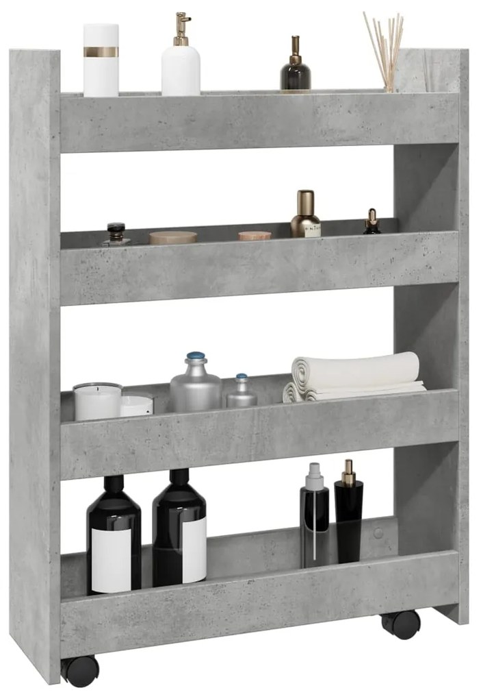 Carrello Stretto A 4 Livelli Grigio Cemento İn Truciolato /
