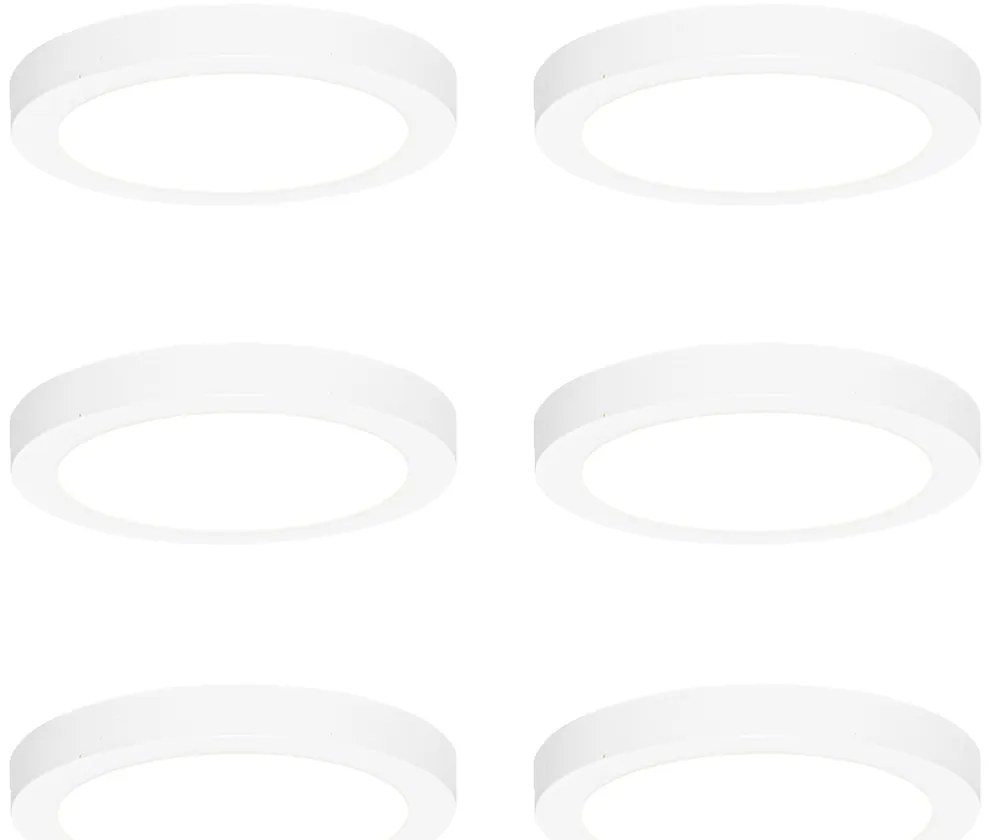 Set di 6 faretti da incasso o superficie bianchi 18 cm incl. LED Dimmerabile a 3 livelli per luce calda - Trans