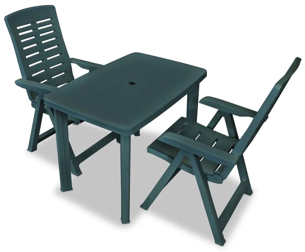 Set da bistrot 3 pz in plastica verde