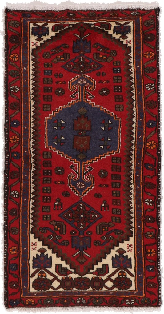 Hamedan Tappeto 70 x 140 (Iran) Annodato A Mano