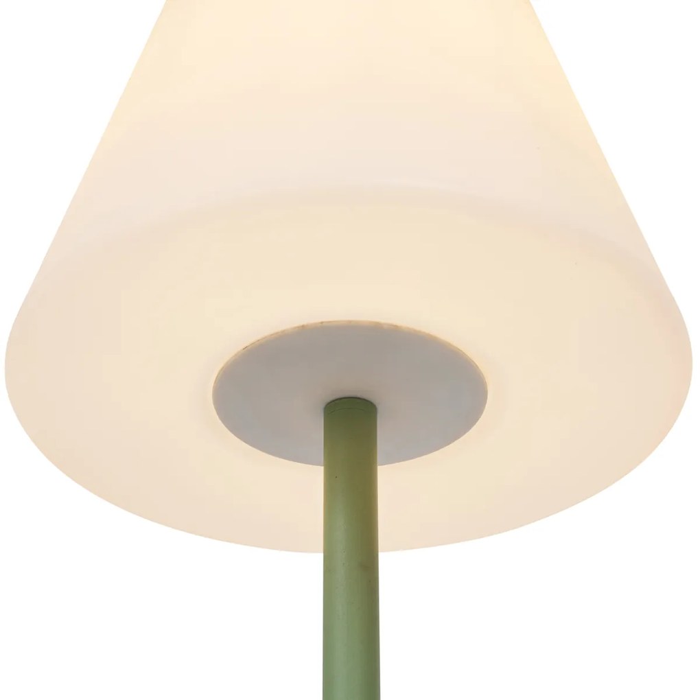 Lampada da terra per esterni verde con paralume bianco IP65 - Virginia