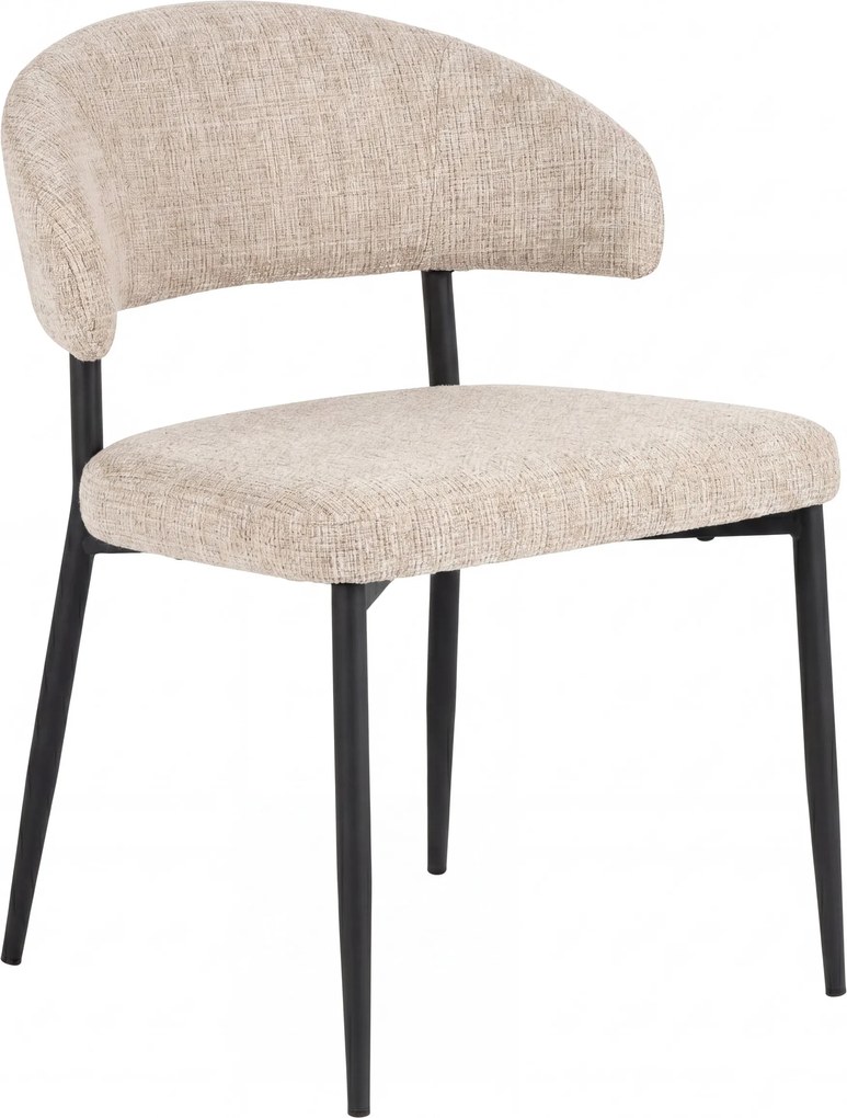 IRIS Beige (tessuto Juto 4) / telaio nero - MODERNA SEDIA IMBOTTITA PER SALONE/SALA DA PRANZO LOFT