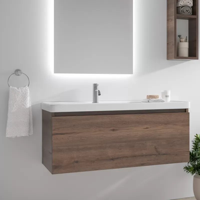 Mobile bagno sospeso 100cm con cassetto e lavabo incasso SP-100 - KAMALU