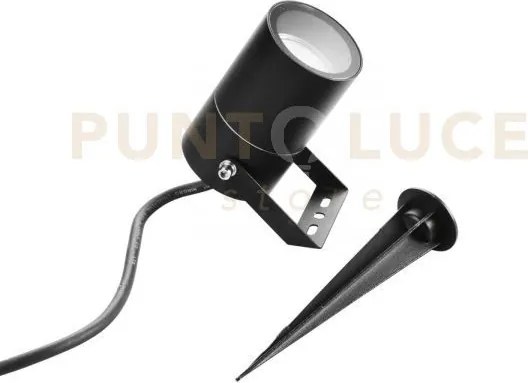 Proiettore akron nero con picchetto 1 luce attacco gu10 ip65 10x6cm