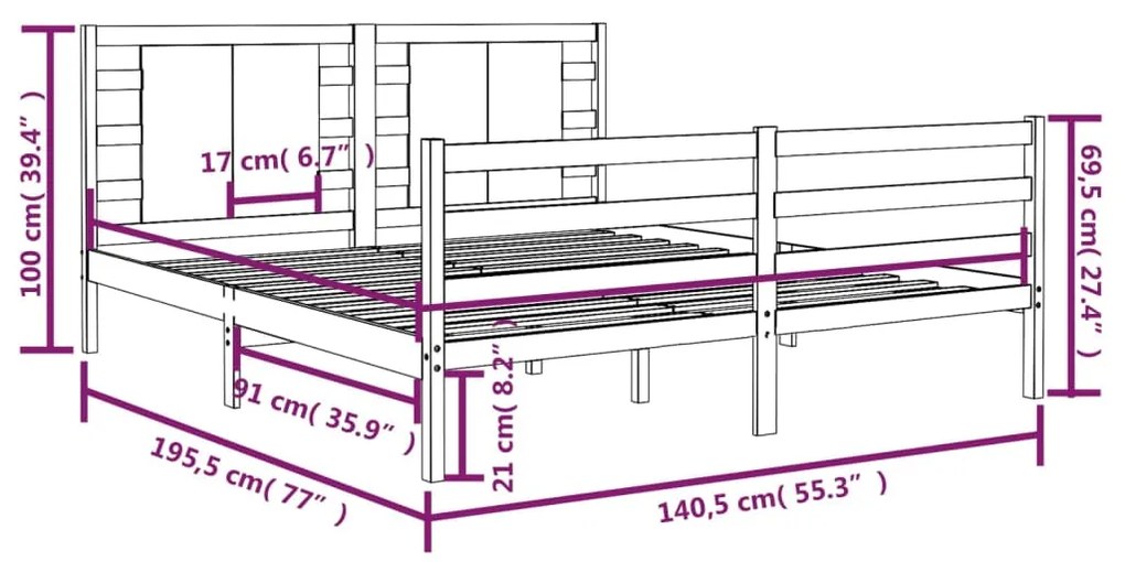 Giroletto in Legno Massello 135x190 cm Small Double