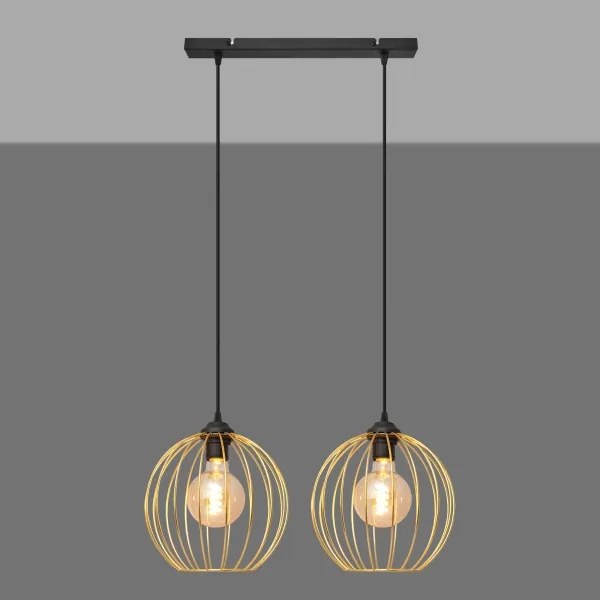 Lampadario a sospensione con filo MERCURE 2xE27/15W/230V oro/nero