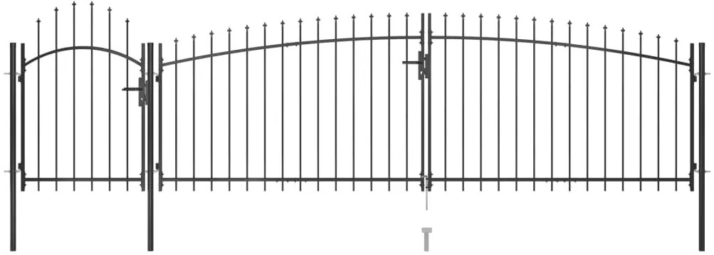 Cancello Da Giardino Con Punta A Lancia 5x1,75 M Nero /