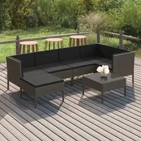 Set Divani da Giardino 7 pz con Cuscini in Polyrattan Grigio 3094410