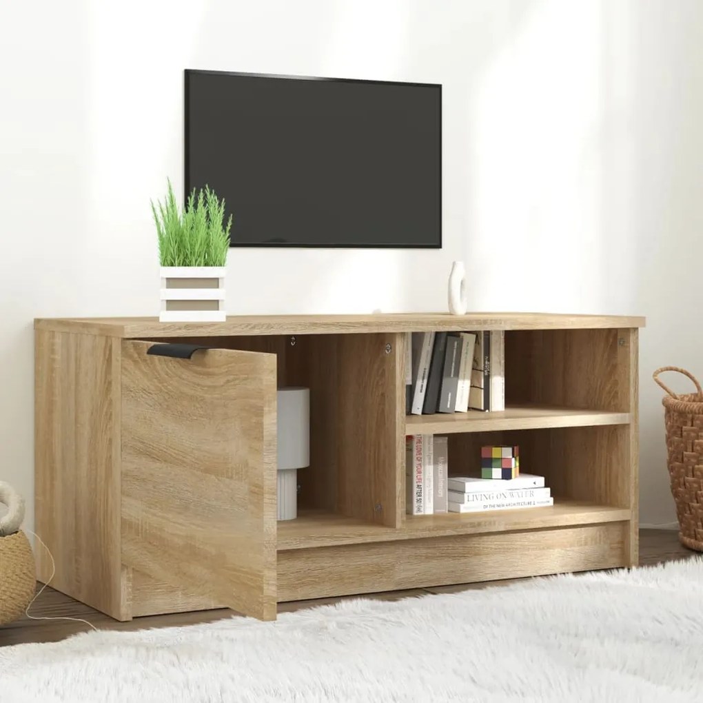 Mobile porta tv rovere sonoma 80x35x36,5cm in legno multistrato