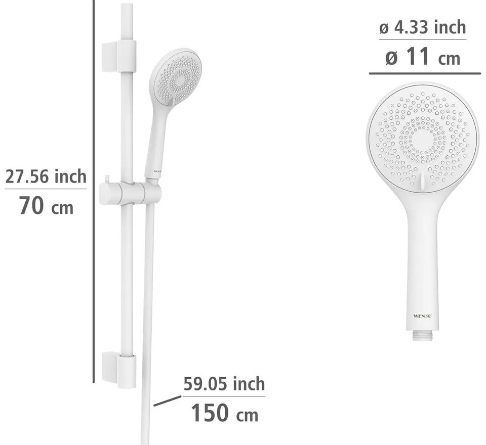 Set doccia bianco in acciaio inox 70 cm Watersaving - Wenko