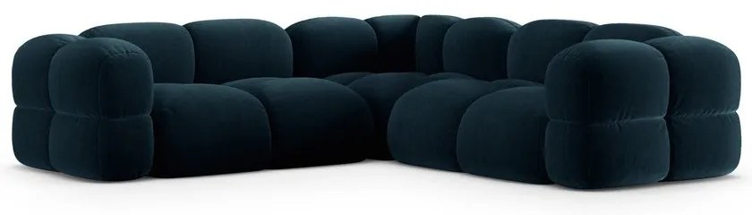 Divano angolare blu scuro con rivestimento in velluto Loretto – Cosmopolitan Design