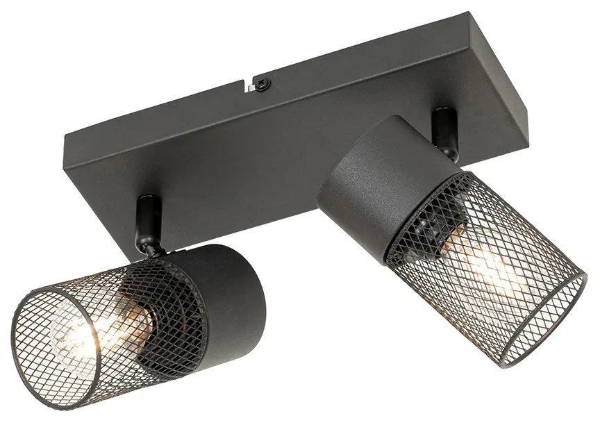 Faretto industriale nero 2 luci orientabile - Jim