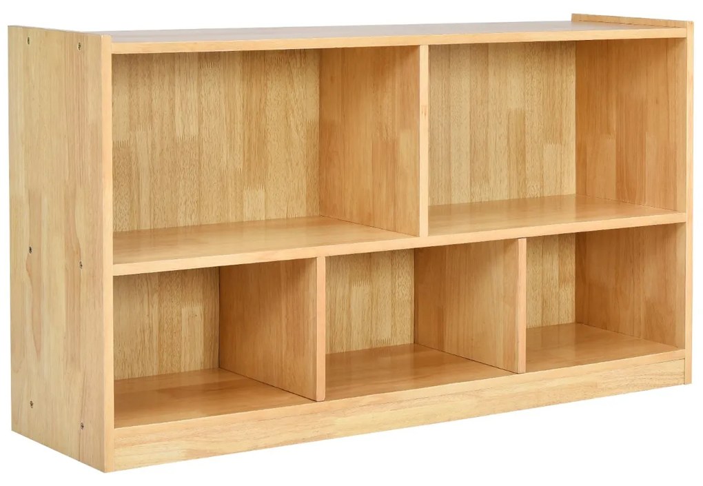 Costway Libreria e organizer a 5 sezioni per sistemare libri e giocattoli, Scaffale di legno per classe e casa Naturale