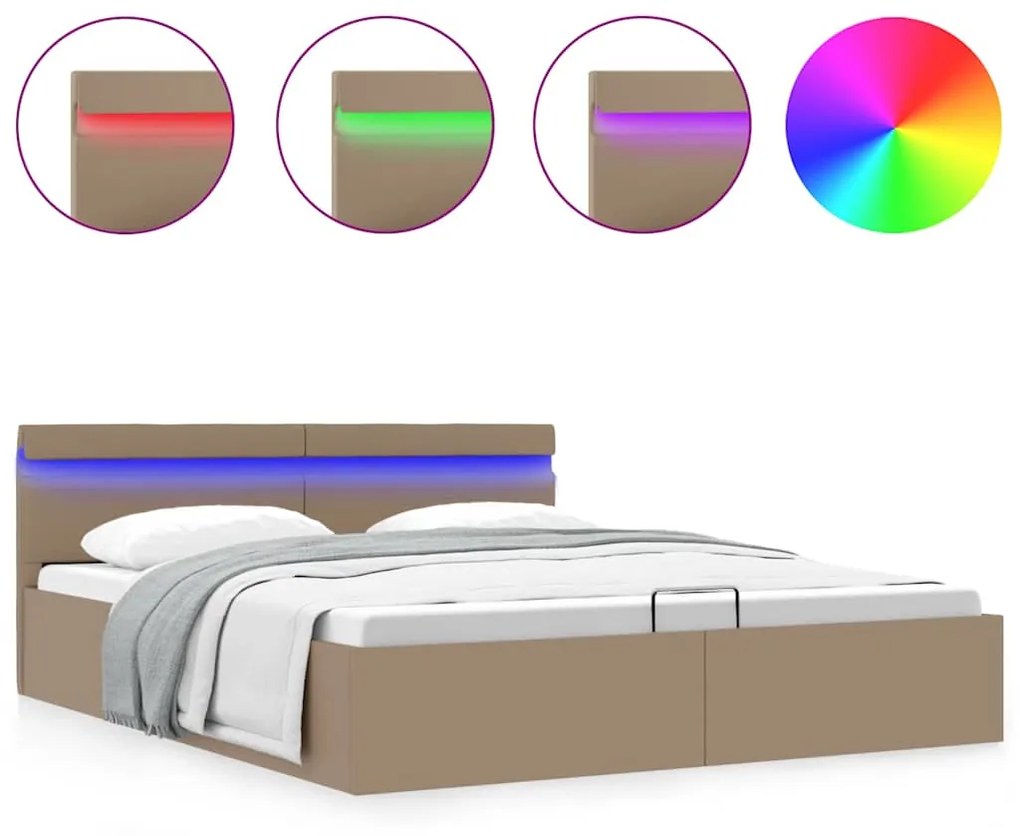 Giroletto Idraulico Con Led Cappuccino Similpelle 160x200cm /