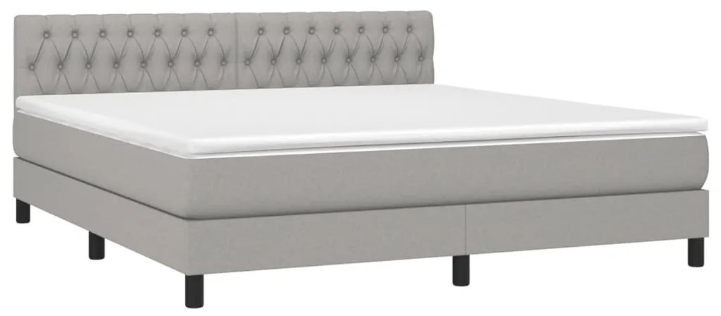 Letto a molle materasso e led grigio chiaro 180x200 cm tessuto