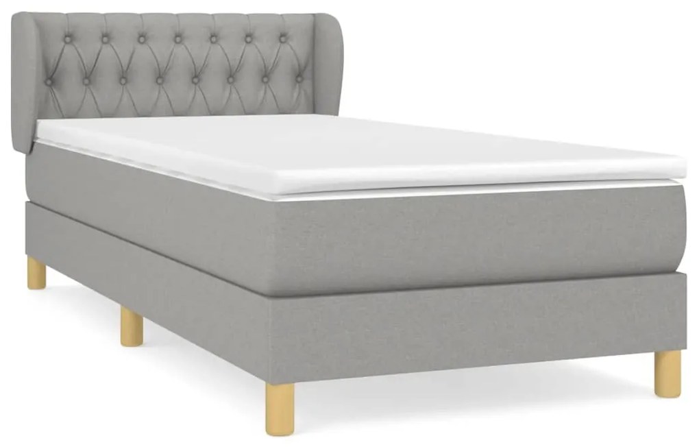 Giroletto a molle con materasso grigio chiaro100x200 cm tessuto