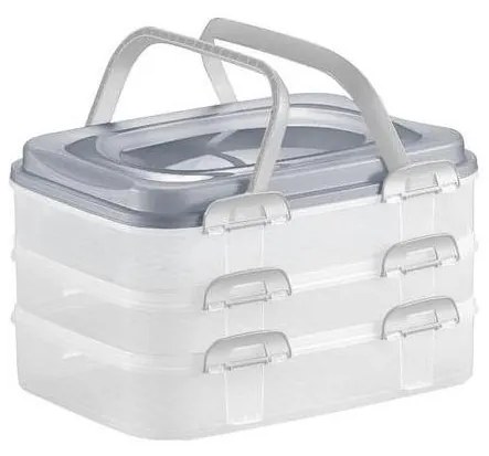 Box da picnic 3 piani con manici/grigio