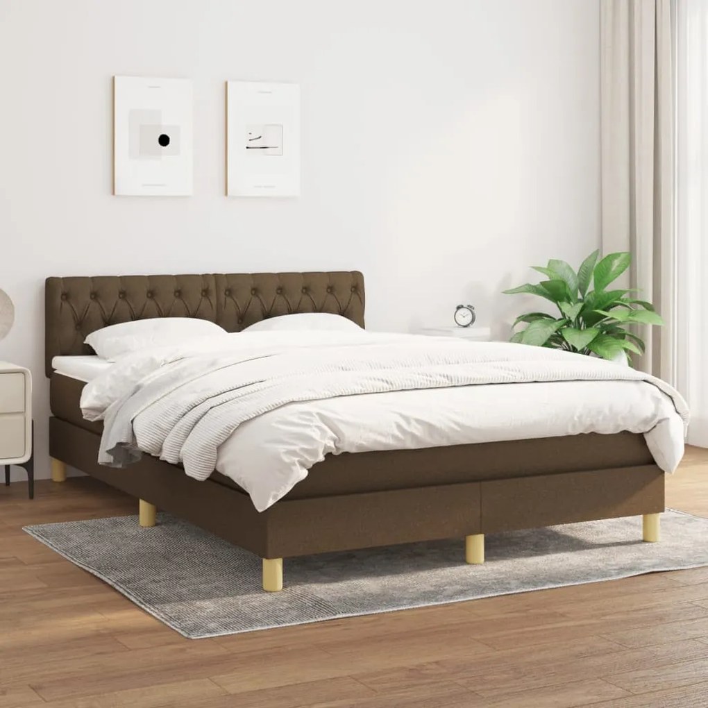 Giroletto A Molle Con Materasso Marrone Scuro 140x200cm Tessuto /
