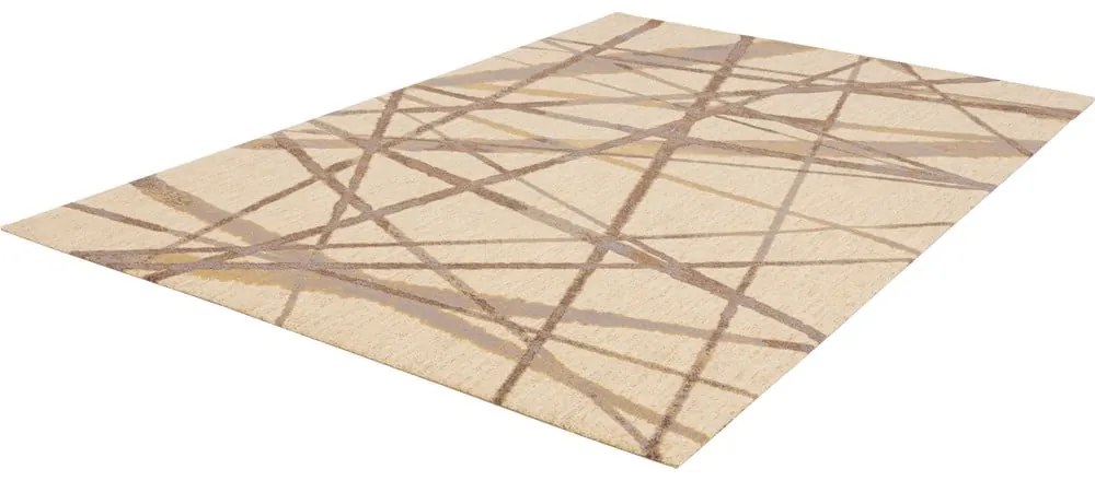 Tappeto in lana beige 100x180 cm Sticks - Agnella