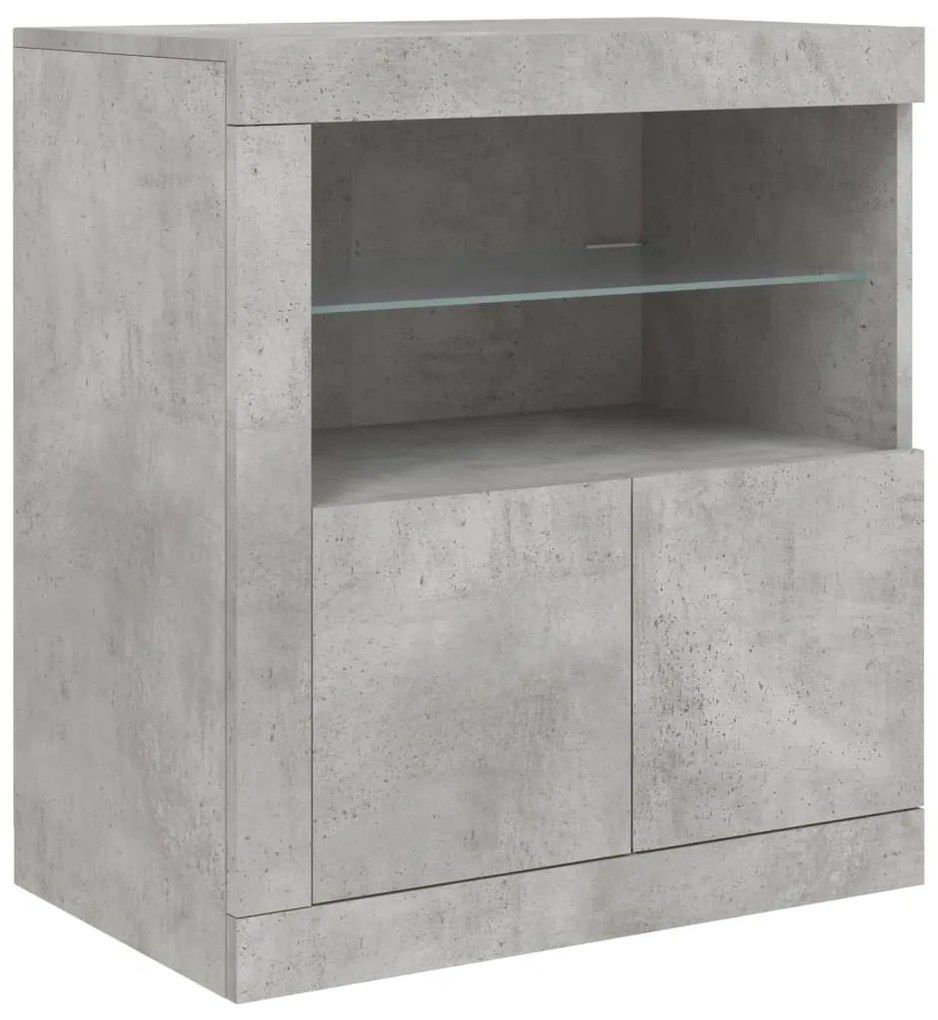 Credenza con luci led grigio cemento 60,5x37x67 cm