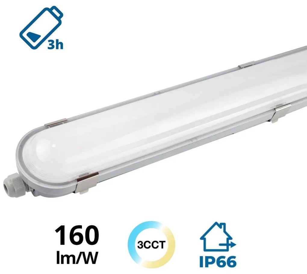 Plafoniera LED 150cm 55W IP66 CCT - con driver Osram Icutronic - con Kit di Emergenza Integrato Colore Bianco Variabile CCT