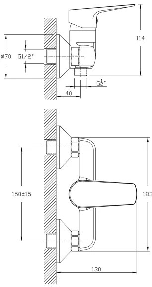 Aqualine - Rubinetto doccia LOTTA cromo lucido