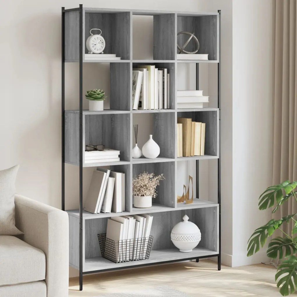 Libreria grigio sonoma 102x28x172 cm in legno multistrato