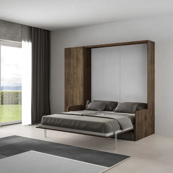 Letto matrimoniale a scomparsa 160 cm con colonna Noce KENTARO SOFŔ