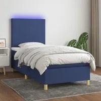 Letto a Molle con Materasso e LED Blu 90x200 cm in Tessuto 3135251