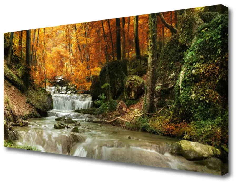 Quadro su tela Cascata della natura della foresta 100x50 cm