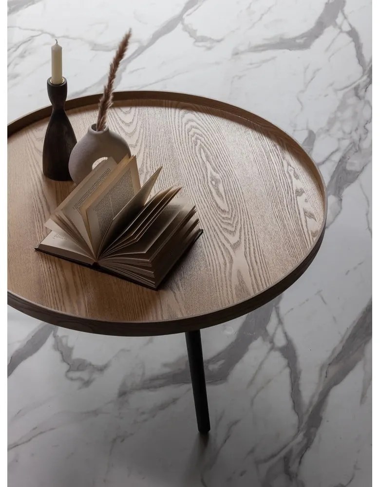 Tavolino beige e nero , ø 78 cm Mesa - WOOOD