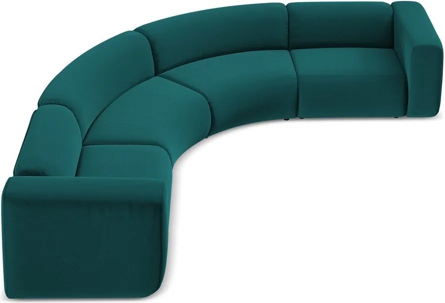Divano angolare turchese con rivestimento in velluto Ekahi – Makamii