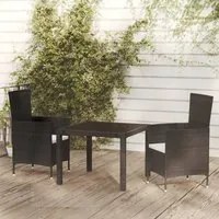 Set Mobili da Giardino 3 pz con Cuscini in Polyrattan Nero 3094841