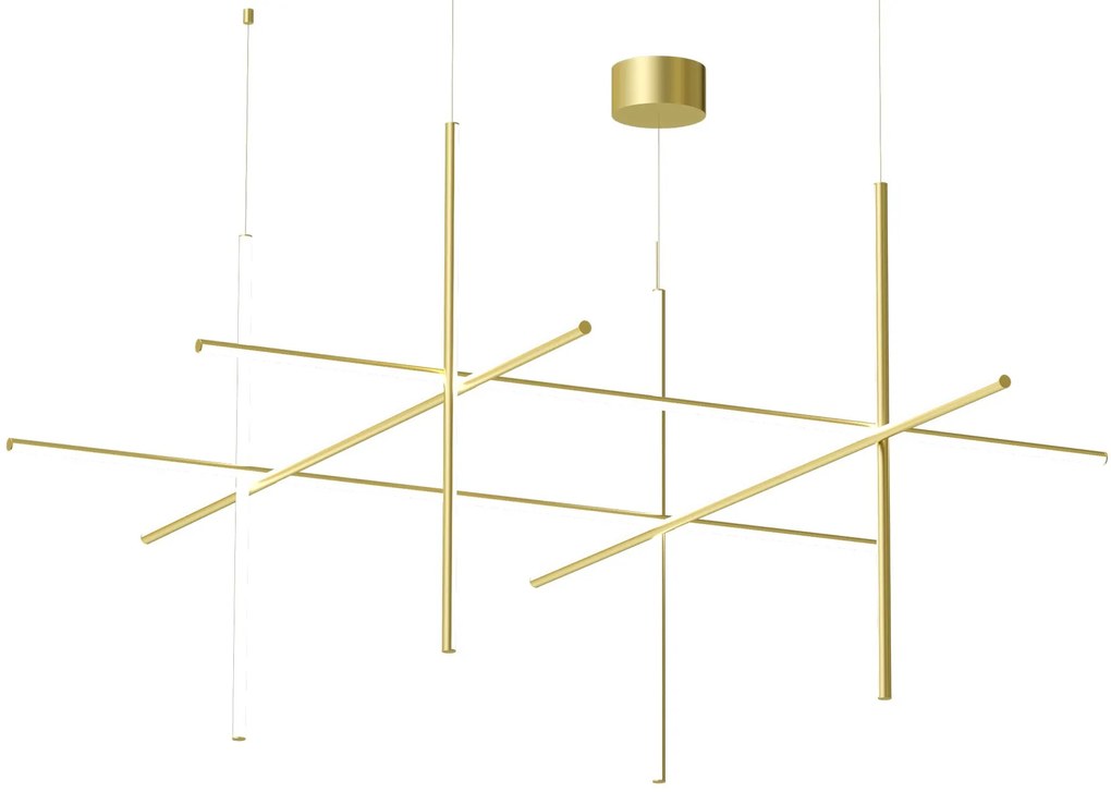 Flos Coordinates Suspension 4 Lampada sospesa 176 H.92 cm a luce diffusa in alluminio Anodized Champagne