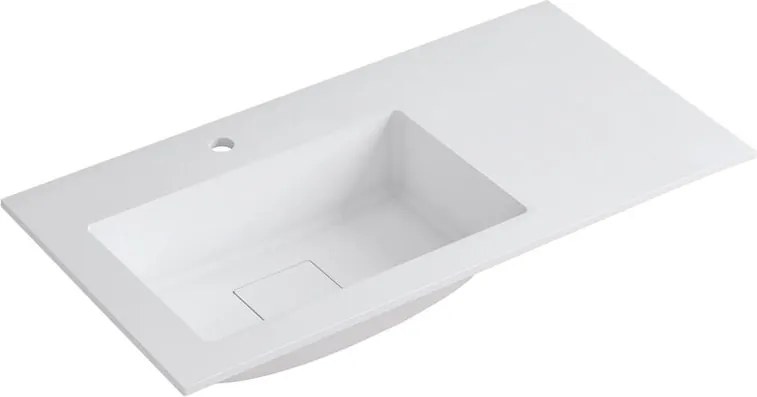 Lavabo a incasso rettangolare vasca a sinistra L 90.5 x H 15 x P 46 cm in resina bianco opaco