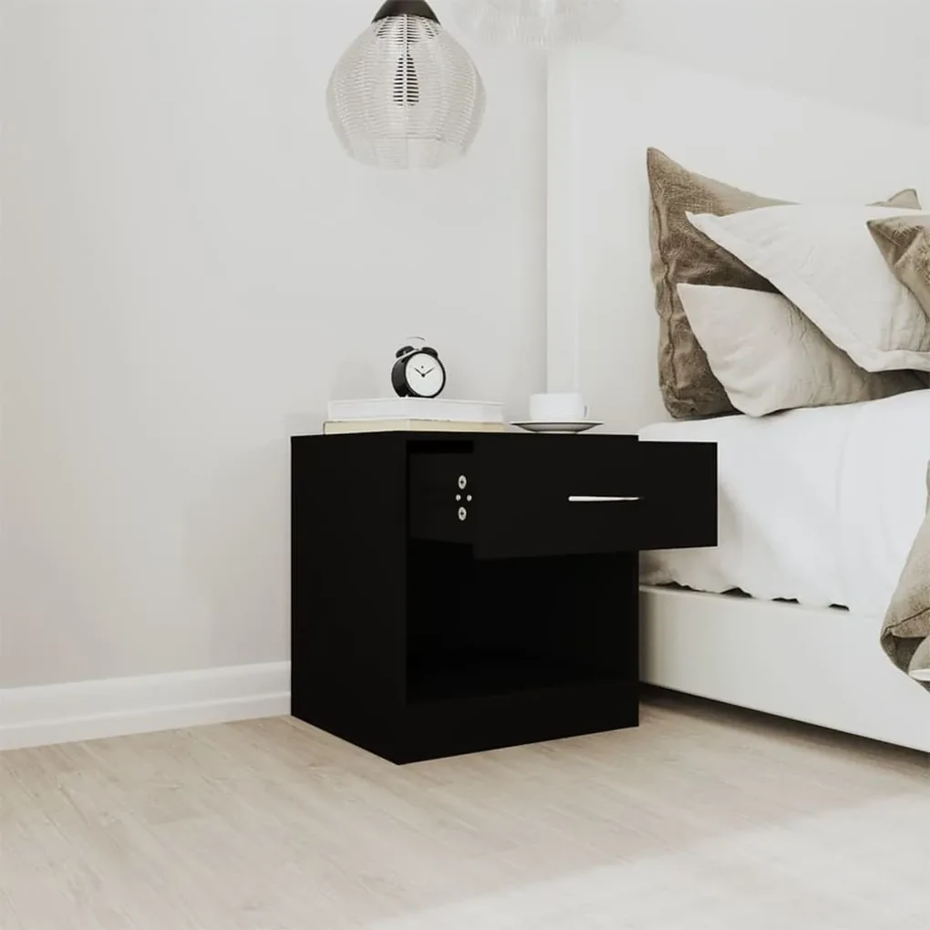 Comodini 2 pz con cassetto neri