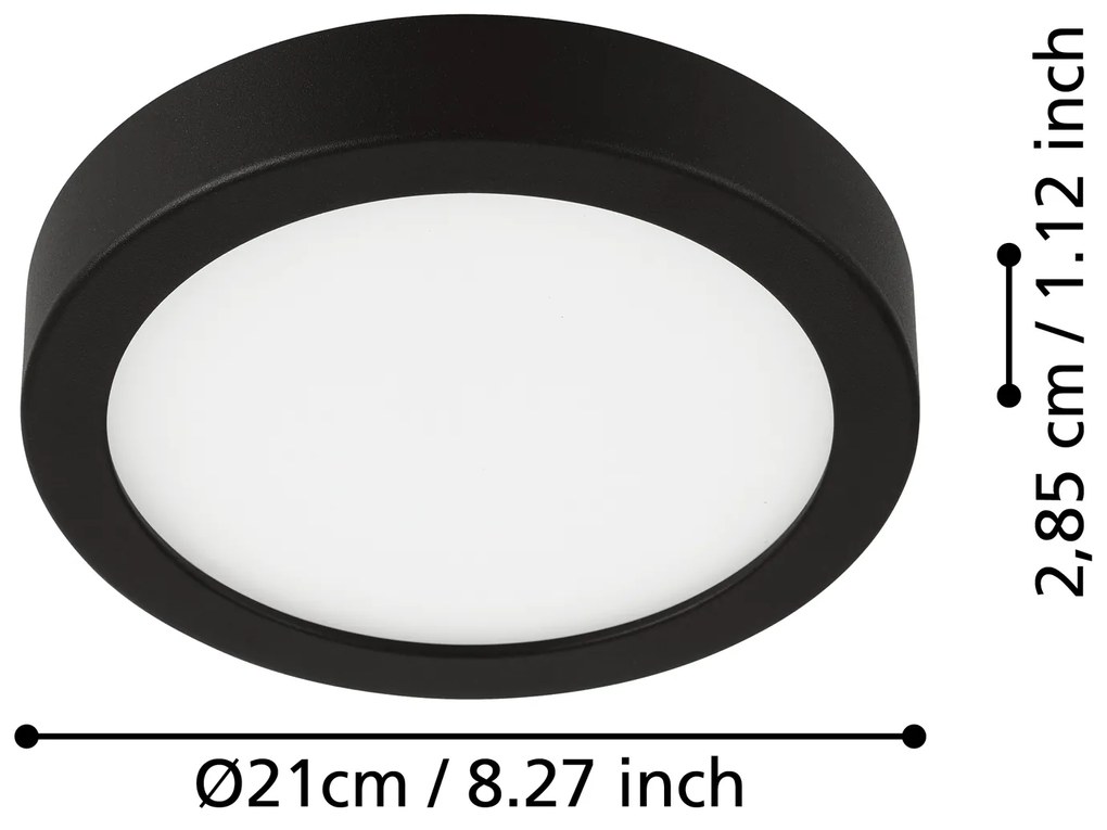 Plafoniera Moderna Fueva 5 In Acciaio Nero Led Integrato 17W 3000K Ip44