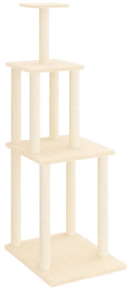 Albero per gatti con tiragraffi in sisal crema 149 cm